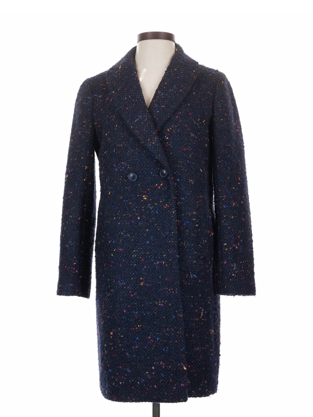 J.Crew Nalya Italian Tweed Wool Navy Topcoat 2